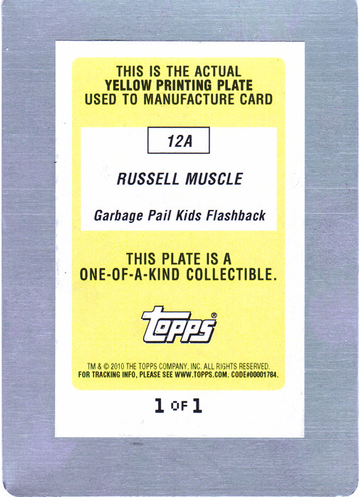 Garbage Pail Kids Flashback Printing Plate 12a - Yellow - Back