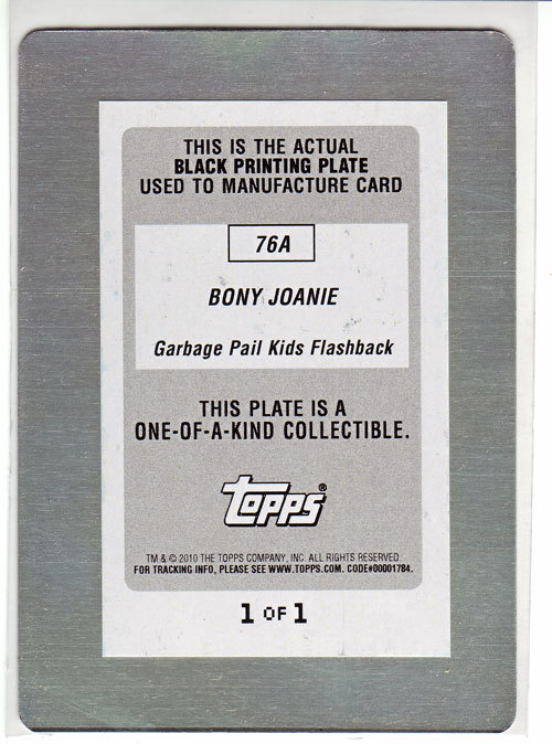 GPK Flashback 7a printing plate back with error sticker
